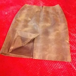 100% Genuine Leather Mid Length Skirt